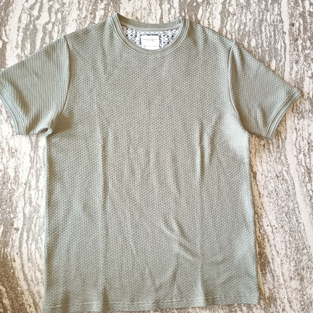 Denim & Flower Men's Structered Knit Short Sleeve Shirt New Size Large - Picture 2 of 2